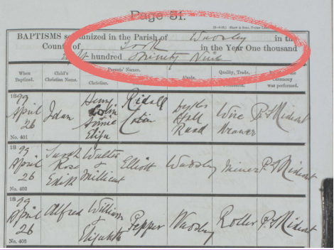 Wadsley parish baptism records