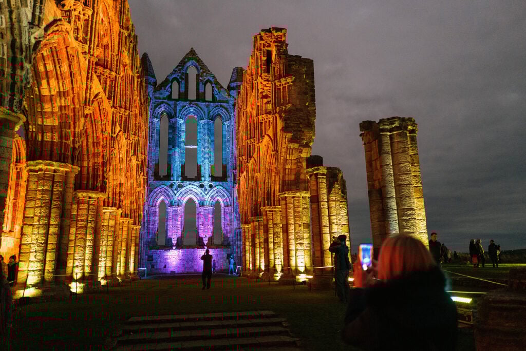 Whitby Abbey lit up