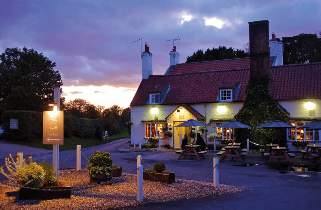 Pipe & Glass pub at night in Yorkshire