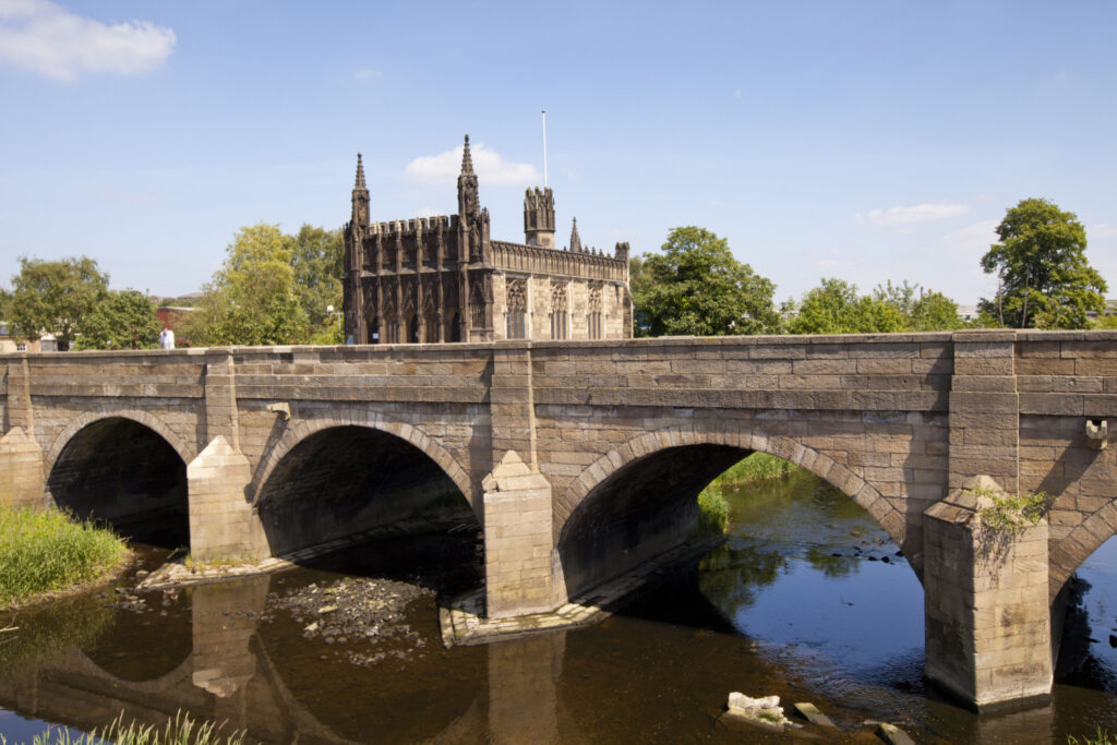 13th century, Grade I listed Chantry Chapel of St Mary the Virgin, part of Wakefield Bridge, Yorkshire, UK